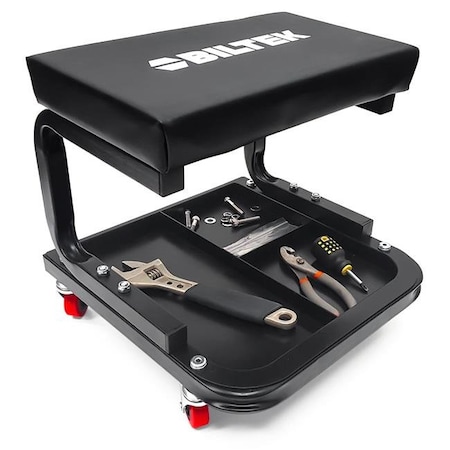 Biltek Biltek CSEAT Creeper Seat Mechanics Rolling Work Stool Chair Auto Work Shop Garage Gear Tray; Black & Red CSEAT